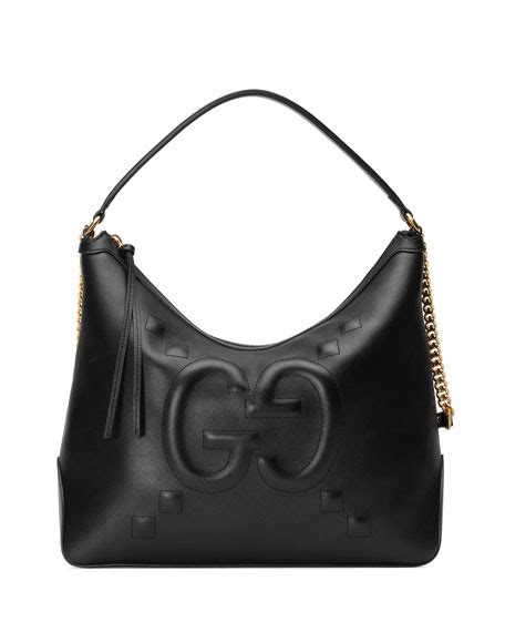 gucci original large leather embossed gg hobo bag|large slouchy hobo bag leather.